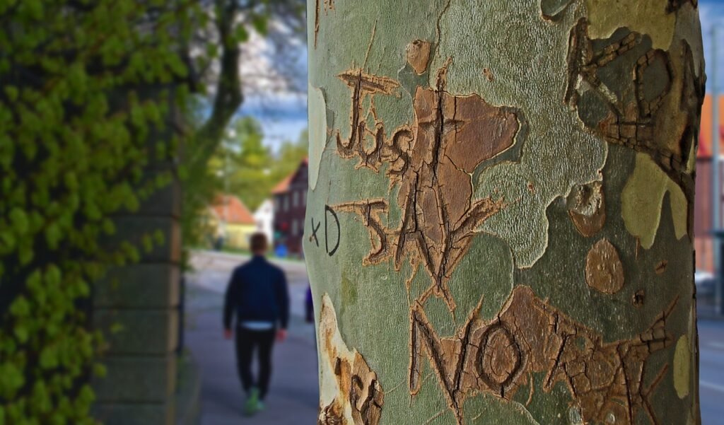 tree trunk, tree, just say no